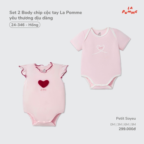 LP - Set 2 Body chip cộc tay La Pomme yêu thương dịu dàng - Hồng - 3-6M - SS26.T7A