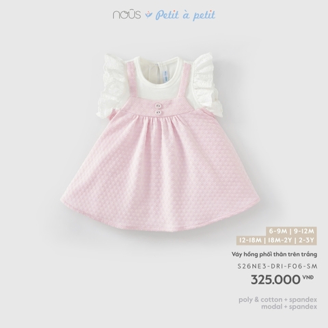 NOUS - Váy hồng phối thân trên trắng - 9-12M - SS26.T7A