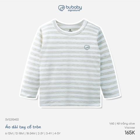 BU - Áo dài tay cổ tròn - SVS310402 - Kẻ trắng olive - 2-3Y - SS26.T8C