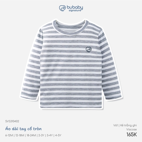 BU - Áo dài tay cổ tròn - SVS310402 - Kẻ trắng ghi - 12-18M - SS26.T8C