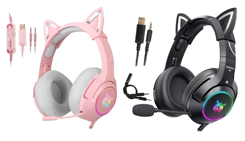 [REVIEW SẢN PHẨM] HEADSET GAMING ONIKUNA K9 CAT EAR WITH CABLE USB – PINK / BLACK