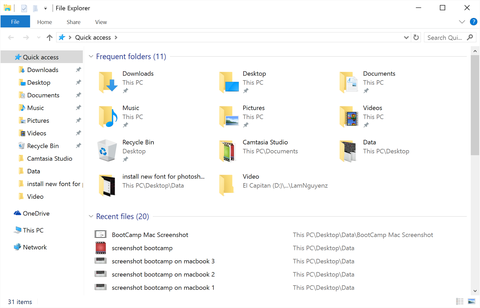 Truy cập nhanh Quick Access hoặc This PC thông qua File Explorer trên Windows 10.