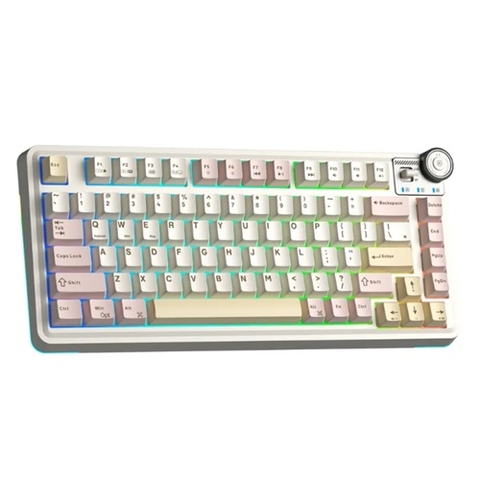 Keyboard Aula AU75 (3374) 3 Mode (Phiên bản màu Hồng+be+vàng/ Bloomfield switch)