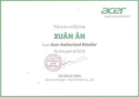 Chứng nhận đại lý uỷ quyền Acer Việt Nam