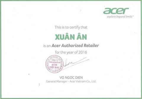 Chứng nhận đại lý uỷ quyền ACER Việt Nam