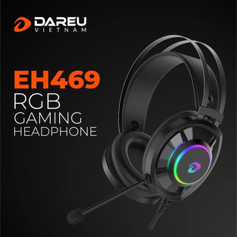 Headset Gaming EH469 with RGB led, OverEar (Black) - DAREU