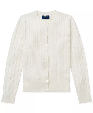 Big Girls Cable-Knit Cotton Cardigan
