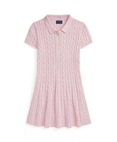 Big Girls Cable-Knit Cotton Polo Sweater Dress