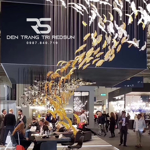 Đèn Thả Hiện Đại Lông Vũ Thuỷ Tinh Lắp Phòng Khách, Sảnh Chờ, Cầu Thang Thông Tầng HTK055