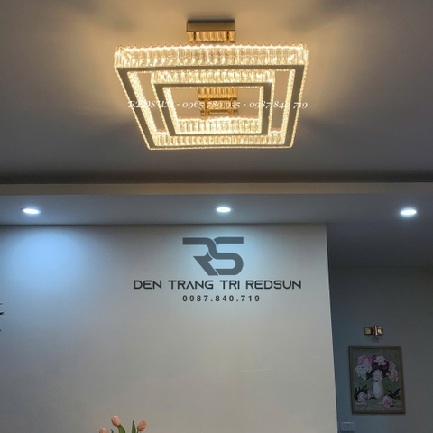Đèn Mâm Pha Lê Ốp Trần Phòng Khách Hiện Đại MV9199