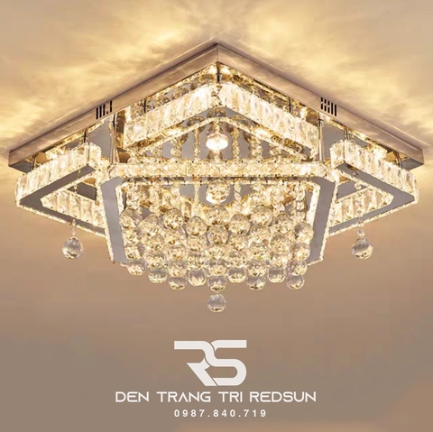 Đèn Mâm Pha Lê Ốp Trần Phòng Khách Hiện Đại M9240