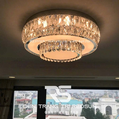 Đèn Mâm Mica Pha Lê Ốp Trần Phòng Khách Hiện Đại MKPL-03