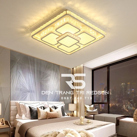 Đèn Mâm Mica Pha Lê Ốp Trần Phòng Khách Hiện Đại MKPL-089