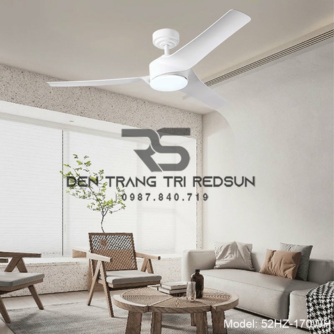 Quạt Trần Đèn Trang Trí Phòng Khách, Phòng Ngủ - 52HZ-170WH