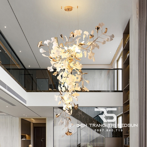 Đèn Chùm Lắp Thông Tầng, Sảnh Khách Sạn Phong Cách Bắc Âu Hiện Đại Ginkgo Leaf (Lá Bạch Quả) DC-T087