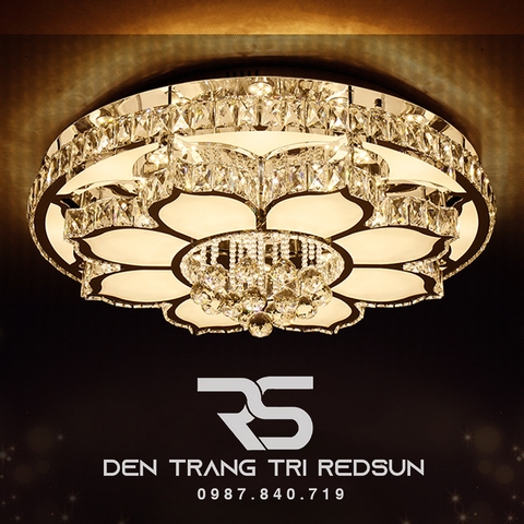 Đèn Mâm Mica Pha Lê Ốp Trần Phòng Khách Hiện Đại MKPL-05