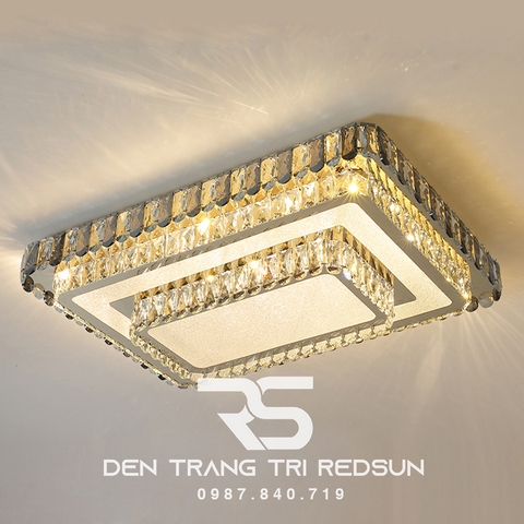 Đèn Mâm Mica Pha Lê Ốp Trần Phòng Khách Hiện Đại MKPL-04