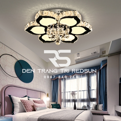 Đèn Mâm Mica Pha Lê Ốp Trần Phòng Khách Hiện Đại MKPL-02