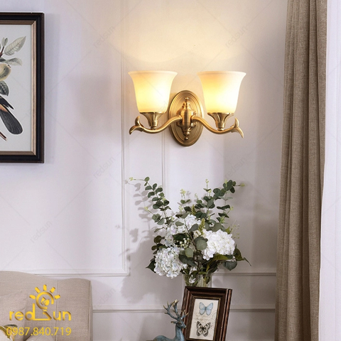 Đèn Tường Nến Chất Liệu Đồng Đá Phong Cách Cổ Điển DT-C8207/2