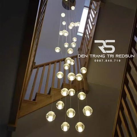 Đèn Thả Trần Hiện Đại Bocci Lắp Thông Tầng  Cầu Thang, Phòng Khách, Bàn Ăn Chất Liệu Pha Lê HTK009