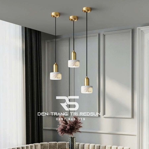 Đèn Thả Bàn Ăn, Bàn Đảo Hiện Đại Chất Liệu Đá Cẩm Thạch Trắng CDT-1011