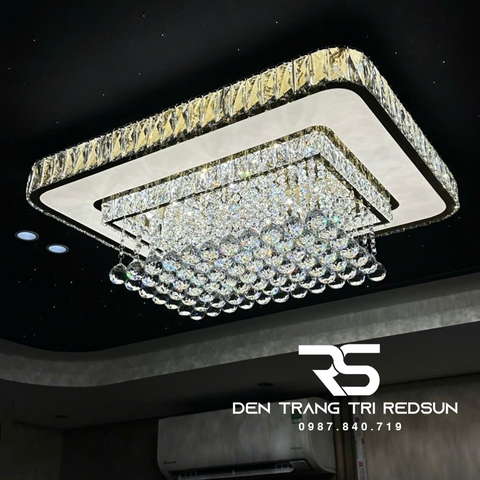 Đèn Mâm Mica Pha Lê Ốp Trần Phòng Khách Hiện Đại MKPL-080