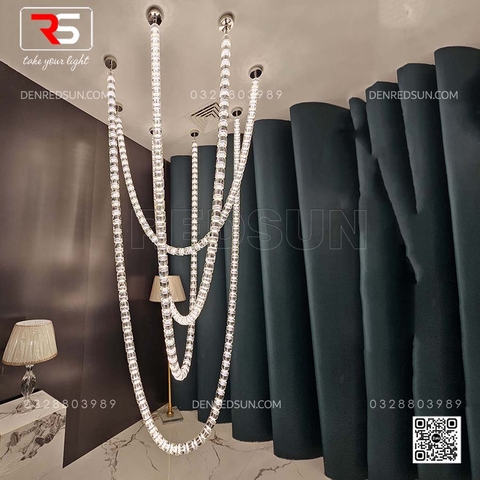 Đèn Chùm Lắp Thông Tầng Phòng Khách, Biệt Thự, Sảnh Khách Sạn Phong Cách Bắc Âu Hiện Đại Hình Vòng Cổ HTK-NKFZ007