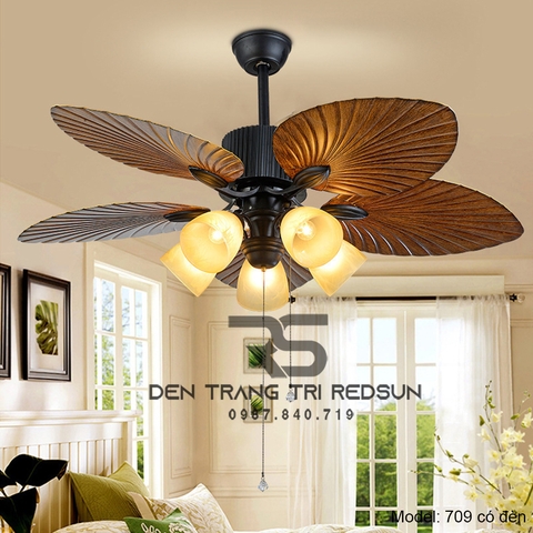 Quạt Trần Đèn Trang Trí Phòng Khách, Phòng Ngủ - 709 có đèn