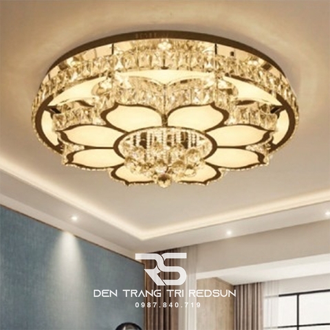 Đèn Mâm Mica Pha Lê Ốp Trần Phòng Khách Hiện Đại MKPL-05