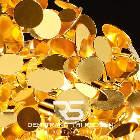 Đèn Chùm Phòng Khách Hiện Đại Bắc Âu Khung Inox Mạ Vàng Đường Kính 60cm DC-L056