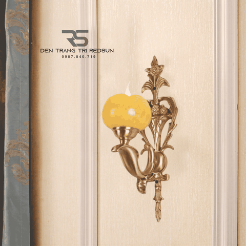 Đèn Tường Nến Chất Liệu Đồng Đá Phong Cách Cổ Điển DT-C633/1