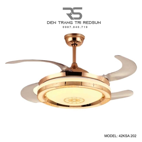 Quạt Trần Đèn Cánh Cụp Xòe Trang Trí Phòng Khách, Phòng Ngủ - 42KSA 202