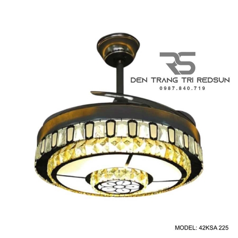 Quạt Trần Đèn Cánh Cụp Xòe Trang Trí Phòng Khách, Phòng Ngủ - 42KSA 225
