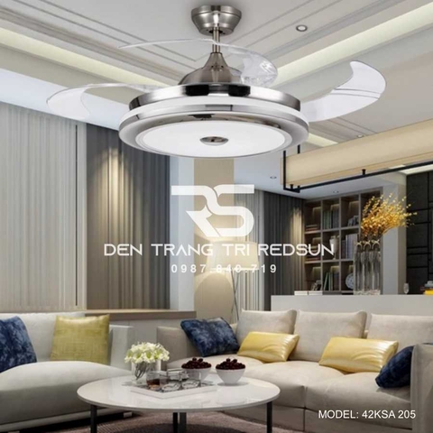 Quạt Trần Đèn Cánh Cụp Xòe Trang Trí Phòng Khách, Phòng Ngủ - 42KSA 205