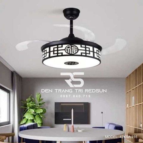 Quạt Trần Đèn Cánh Cụp Xòe Trang Trí Phòng Khách, Phòng Ngủ - 42KSA 216
