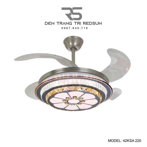 Quạt Trần Đèn Cánh Cụp Xòe Trang Trí Phòng Khách, Phòng Ngủ - 42KSA 220
