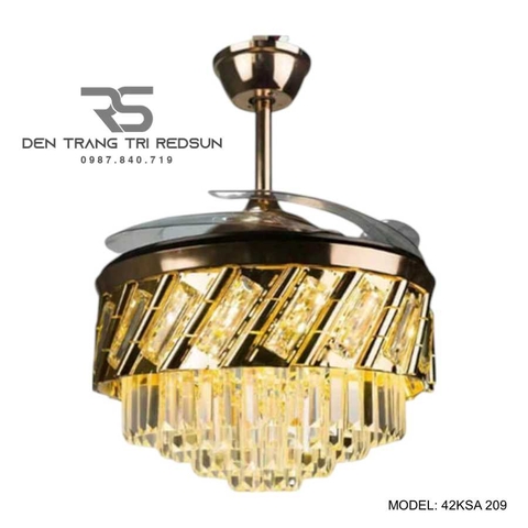 Quạt Trần Đèn Cánh Cụp Xòe Trang Trí Phòng Khách, Phòng Ngủ - 42KSA 209