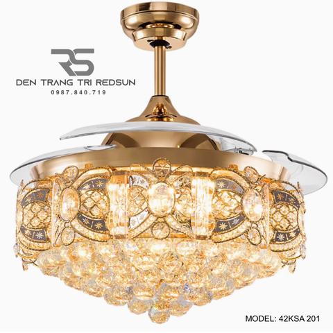 Quạt Trần Đèn Cánh Cụp Xòe Trang Trí Phòng Khách, Phòng Ngủ - 42KSA 201