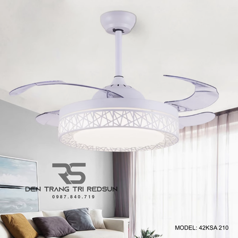 Quạt Trần Đèn Cánh Cụp Xòe Trang Trí Phòng Khách, Phòng Ngủ - 42KSA 210