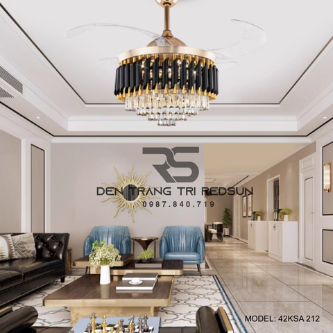 Quạt Trần Đèn Cánh Cụp Xòe Trang Trí Phòng Khách, Phòng Ngủ - 42KSA 212
