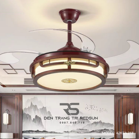 Quạt Trần Đèn Cánh Cụp Xòe Trang Trí Phòng Khách, Phòng Ngủ - 42KSA 218
