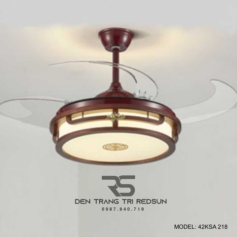Quạt Trần Đèn Cánh Cụp Xòe Trang Trí Phòng Khách, Phòng Ngủ - 42KSA 218