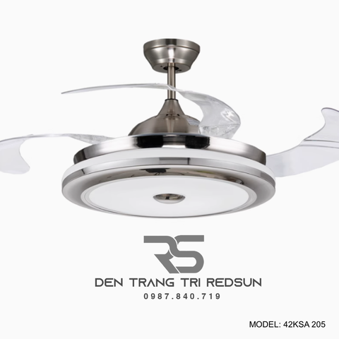 Quạt Trần Đèn Cánh Cụp Xòe Trang Trí Phòng Khách, Phòng Ngủ - 42KSA 205
