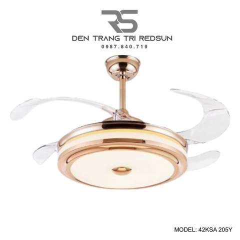 Quạt Trần Đèn Cánh Cụp Xòe Trang Trí Phòng Khách, Phòng Ngủ - 42KSA 205Y
