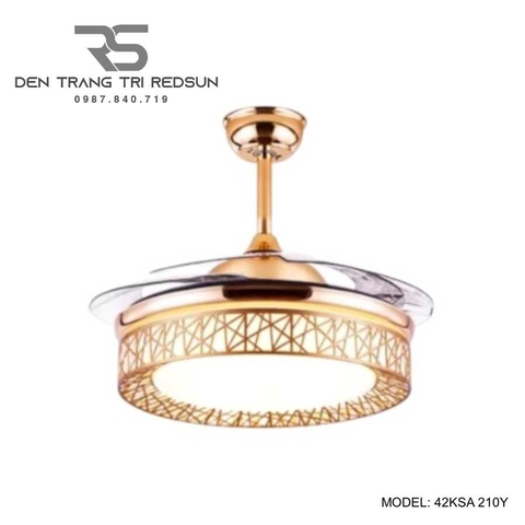 Quạt Trần Đèn Cánh Cụp Xòe Trang Trí Phòng Khách, Phòng Ngủ - 42KSA 210Y