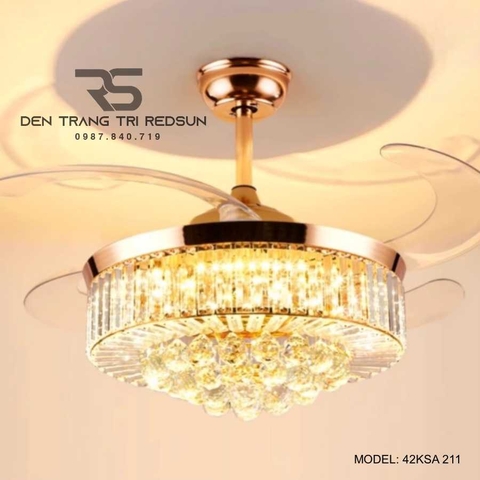 Quạt Trần Đèn Cánh Cụp Xòe Trang Trí Phòng Khách, Phòng Ngủ - 42KSA 211