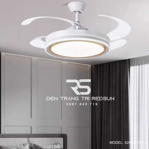 Quạt Trần Đèn Cánh Cụp Xòe Trang Trí Phòng Khách, Phòng Ngủ - 42KSA 203