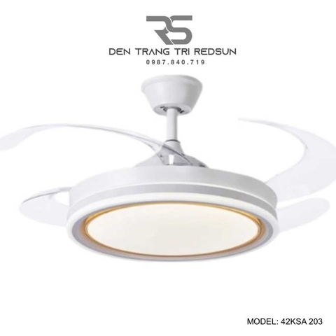Quạt Trần Đèn Cánh Cụp Xòe Trang Trí Phòng Khách, Phòng Ngủ - 42KSA 203