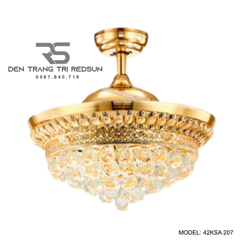 Quạt Trần Đèn Cánh Cụp Xòe Trang Trí Phòng Khách, Phòng Ngủ - 42KSA 207
