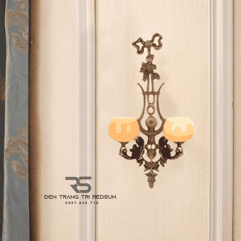 Đèn Tường Nến Chất Liệu Đồng Đá Phong Cách Cổ Điển DT-C9338